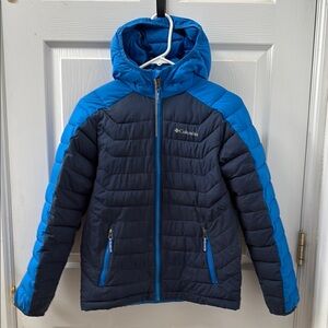 Columbia Boys Blue Omni Heat Hooded Full Zip Insulated Jacket Size L (14/16)